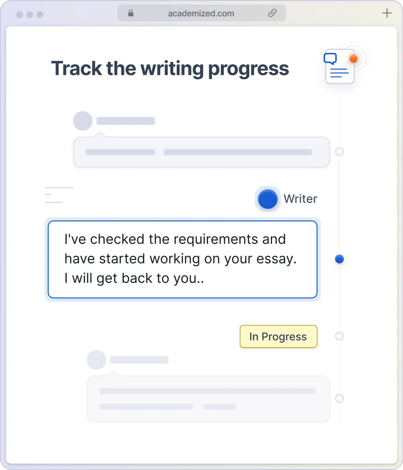 Track the writing progress